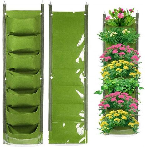 Vertikale 7-Taschen-Pflanzbeutel, Hängebeutel für vertikale Gärten, Etikett für Hänge-Blumenbeutel