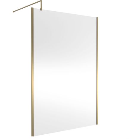 Balterley Wetroom Screen with Support Bar, 1400mm, Brushed Brass