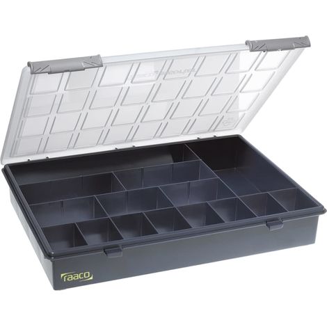 raaco Sortimentskasten  B 338  x T  261 x  H 57  mm 15  Fächer transparent  / dunkelblau  - 136174 (1/2)