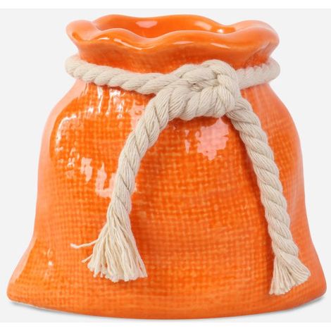 Dekorativer orangefarbener Kerzenhalter mit Schnur (1/2)