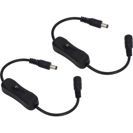 Câble Dc - Interrupteur Marche Arrêt - 12 V Mâle Vers Femelle - Pour Bande Led Et Cctv - 29,2 Cm - 2 Pièces (1/5)