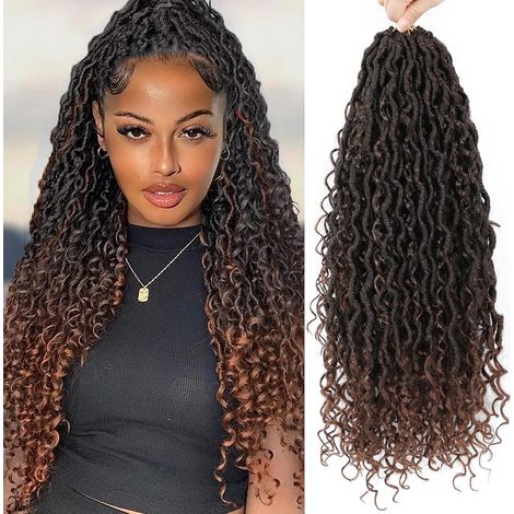 Faux Hair Crochet River Locs avec Pointes Bouclées (45 cm, Lot de 6), T1B/30