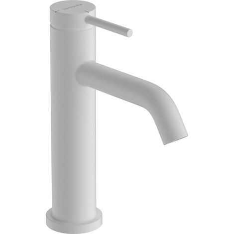 Mitigeur de lavabo sans tirette ni vidage, Robinet de salle de bain avec hauteur sous bec 110 mm, Blanc mat (1/5)