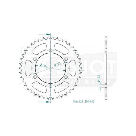 Couronne Acier - 525 - 42 Dents - Made in Germany