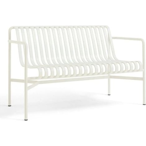 [GEBRAUCHT] B-Ware Hay Bank Sitzbank Esszimmerbank Creme Armlehnen Palissade Outdoor Stahl