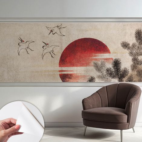 Tapete adhésive moderne pour salon et chambre à coucher Décoration rapide avec colle Lever de soleil dans la forêt 250x104 cm (1/5)