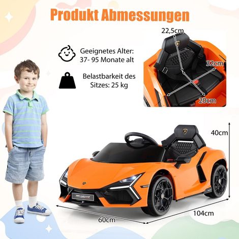 12v elektroauto fur kinder mit led leuchten - orange