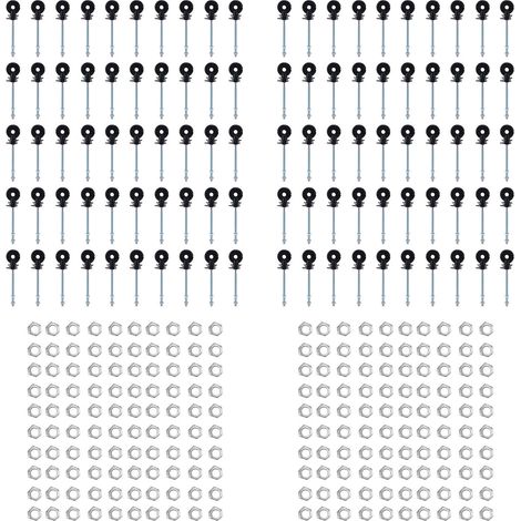 Lot de 100 isolateurs noirs pour clôture électrique filetés M6, usage extérieur ferme agricole (1/5)