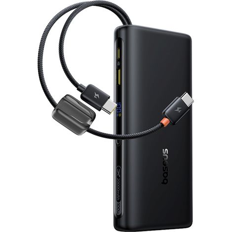 Powerbank da 20000 mAh 100 W con display e cavi USB-C integrati - nero (1/5)