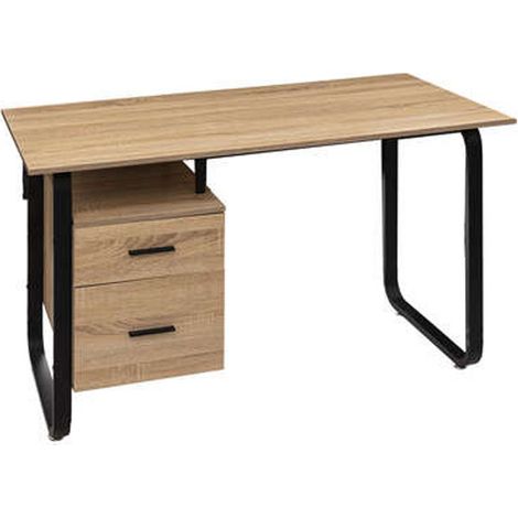 Bureau en bois et métal coloris naturel - Longueur 120 x Profondeur 60 x Hauteur 75 cm (1/2)
