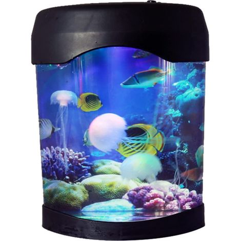 Lampadaire Aquarium - Lampe LED Changeante Couleur - Décoration Bureau Chambre - Alimentation USB ou Piles AA - 18 x 10 x 23 cm - 1 Pièce (1/5)