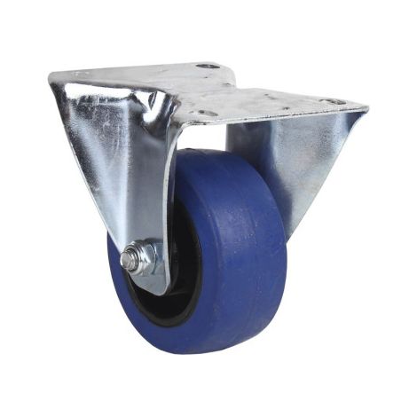 Rueda de goma azul fija con cojinete de rodillo para pesos de hasta 150 kg en varios diámetros 09403311