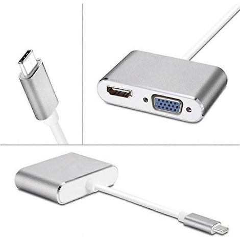 Adaptateur USB 3.1 Type-C vers VGA, utilisé pour la transmission de signaux vidéo, 2 en 1 (1/5)