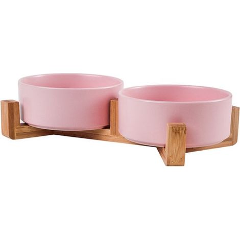Lettiera rialzata in ceramica con supporto per cani di piccola taglia, completa di ciotole per cibo e acqua. Antiscivolo e a prova di perdite. (1/5)
