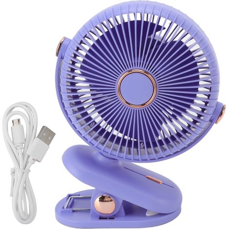 Tischventilator mit 3 Geschwindigkeitsstufen zum Anclipsen, sicheres und kompaktes Design, tragbar für Zuhause, Studentenwohnheim oder Kinderwagen, Farbe: Lila. (1/5)
