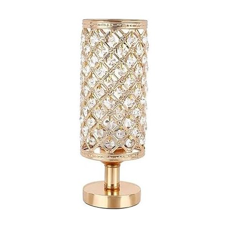 QAZQA Lampe de table en cristal, lampe de chevet Lampe de nuit moderne avec cadre en métal, élégante lampe de table dorée pour chambre à coucher, salon, salle à manger (1/5)