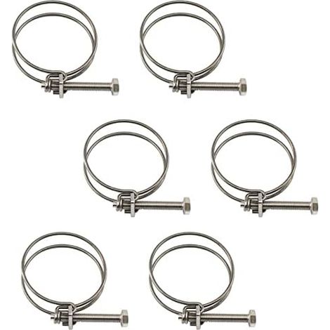 CSPARKV 6pcs 304 Stainless Steel Double Wire Hose Clamps 55-60mm