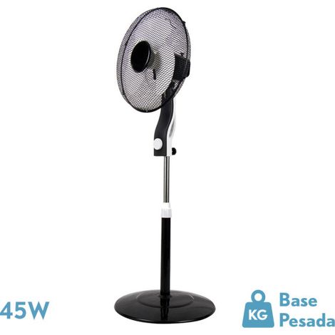 Ventilatore da Piantana Magic Nero/Bianco 3 Velocità 45W 3 Pale Orientabili Fisse e Girevoli Regx41x41 Cm
