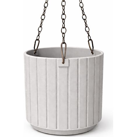 Pot de fleurs suspendu gris avec soucoupe pour fleurs (1/3)