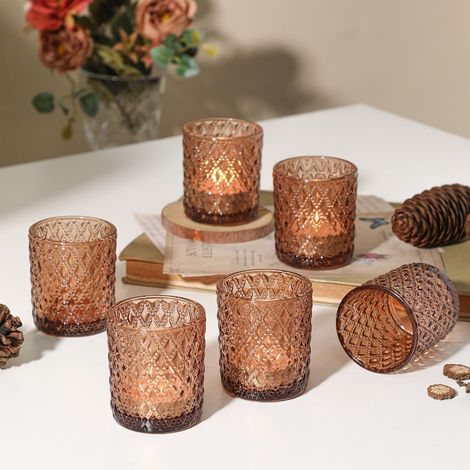 Lot de 12 Photophore Bougie, Photophores en Verre pour Bougie Chauffe-Plat, Photophore pour Centres de Table pour Mariage Fête Décoration d'intérieur (1/5)