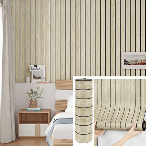 Panneau Mural Decoratif Effet Bois Papier Peint Adhesif Bois Chambre Panneaux Acoustiques Muraux Autocollante Parement Mural Interieur Panneau Mural 3d Mousse Isolante Phonique 30 x 300cm (1/5)
