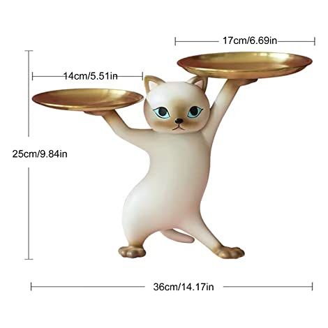 Boîte de rangement avec figurines de chats, porte-clés chat mignon, gamelle à friandises, boîte de rangement de bureau moderne, divers plateaux de rangement, plateau de rangement pour petites pièces, (1/2)