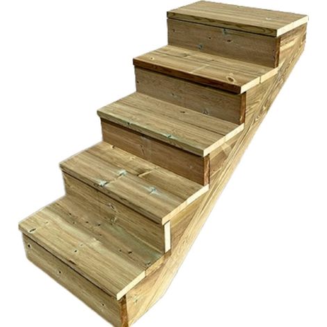 Berlin Escalier extérieur bois 5 marches H 88cm L-80cm - avec contre marche