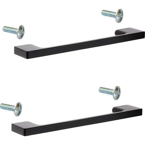 Set di 2 maniglie per mobili in acciaio nero opaco da 128 mm – Design moderno per armadi e cucine – Lunghezza totale 161 mm (1/4)