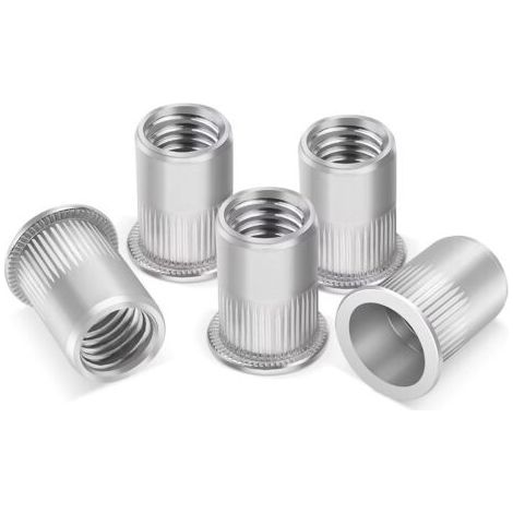 50 Pieces M5 Insert, Threaded Rivet Crimp Nuts, Stainless Steel Threaded Rivet Nut Flat Head Nut, Rivets Threaded Inserts for Metric, Blind Rivet Nuts Threaded Rivets (1/4)