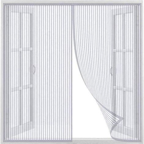 Rideau de moustiquaire magnétique fenêtre,rideau de moustiquaire pour porte, garder l'espace de porte et fenêtre respirant,Blanc,120x150cm (1/5)