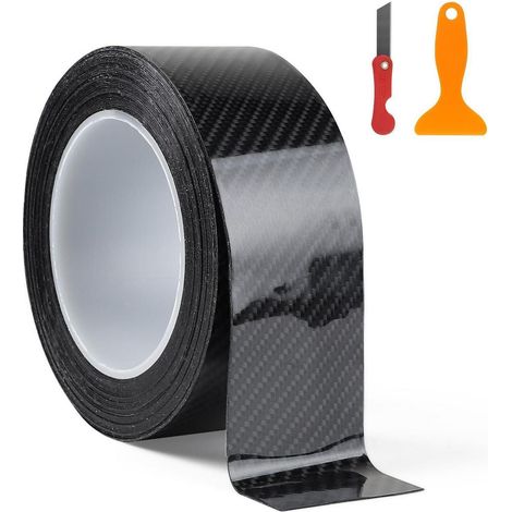 Carbon Folie Schwarz Glänzend 5cm x 10m Selbstklebend Lackschutz für Auto, Fahrrad, Möbel (1/5)