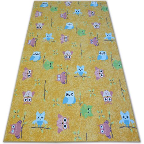Tappeto per bambini OWLS giallo GUFI GUFFETTI yellow 100x150 cm