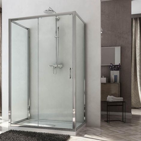 Box Doccia 3 Lati 70x100x70 cm 1 anta Scorrevole in Cristallo trasparente 6mm H185 Fosterberg Kolding Trio (1/5)