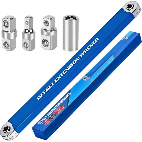 Ensemble de clés à cliquet avec extension décalée et outils angle zéro adaptateurs manivelle carrée 1/2", 1/4", 3/8" pour clé douille serrée - (1/5)