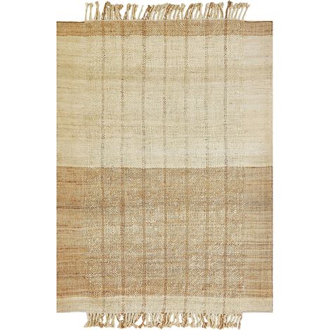 Tappeto in juta beige tessuto a mano 160 x 230 cm nappe stile rustico Karkin