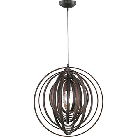 Lampada Sospensione Interno Sfera Cerchi di Legno Marrone 6W Boolan GD Trio (1/2)