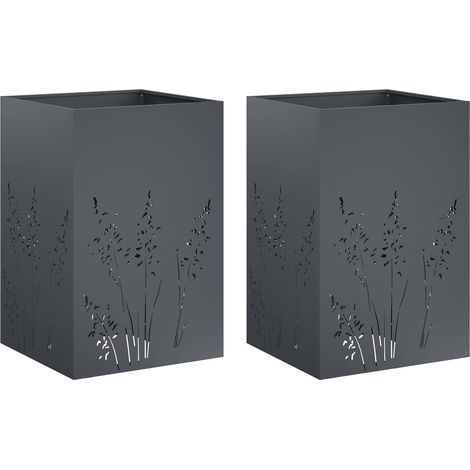 vidaXL Macetero de Jardín 2 uds. Gris antracita 50 x 50 x 75 cm (1/2)