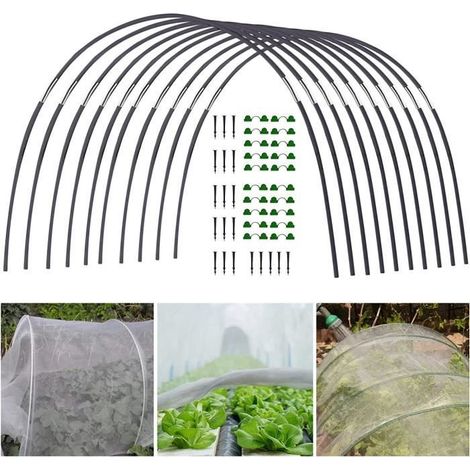Cerceaux de Serre, cerceaux de Jardin pour Plates-Bandes surélevées, 10 Paquets de cerceaux de Couverture de rangée de 3,75 Pieds (1/4)