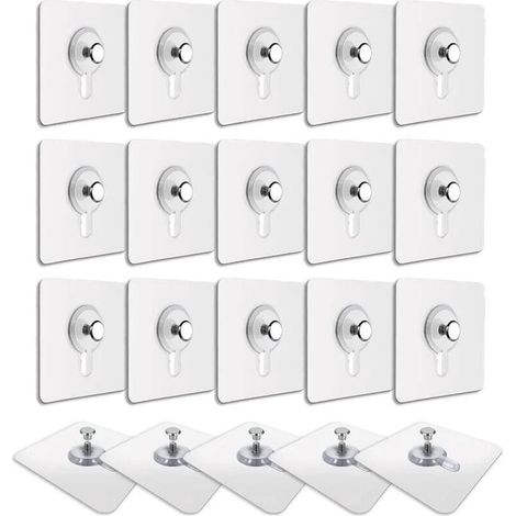 Bilderaufhängesystem ohne Bohren – 2 kg transparente Klebehaken – Für glatte Wände, Holz, Keramik, Glas, Metall – 20 Stück (1/5)