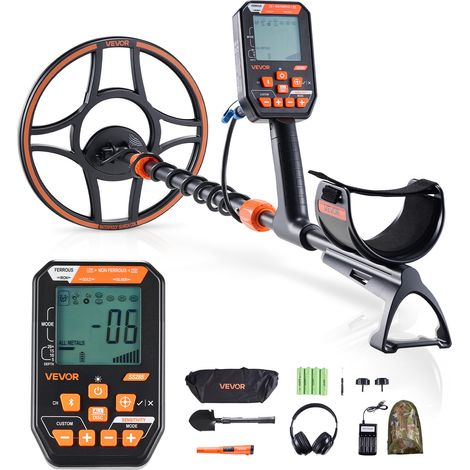 VEVOR Metal Detector Impermeabile IP68 Kit Rilevatore deOro per Adulti con Display con Cuffie Wireless 7 Modalita Asta Lunghezza Regolabile Profondita Rilevamento 304,8 mm Ricerca Metalli Oro