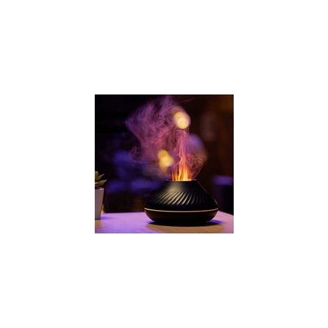 Flame Aroma Diffuseur d'huiles essentielles humidificateur 7 Couleurs de Flamme, pour la Maison, la Chambre, Le Yoga, Le Bureau, avec Protection d'arrêt Automatique sans Eau (Black) (1/4)