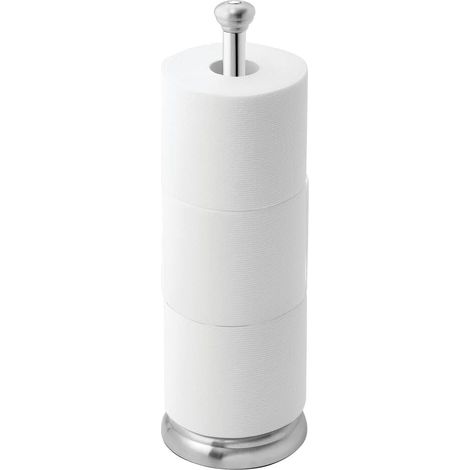 iDesign York Toilettenpapierhalter aus Metall mit Deckel, freistehender Toilettenpapierhalter aus Edelstahl, Silber