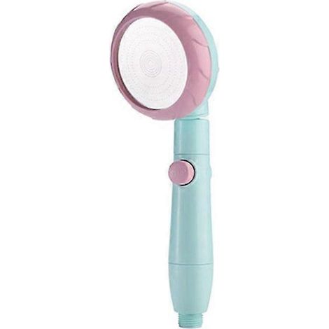 Pommeau de douche à main haute pression avec bouton d'arrêt - Buse de salle de bain réglable, durable, installation facile, rose/vert (1/5)