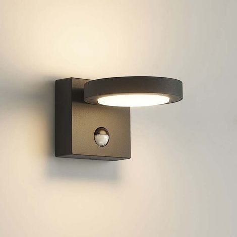 [NEUWERTIG] B-Ware Lucande Außenlampe Wandleuchte Belna LED Gartenlampe mit Sensor dunkelgrau IP54 (1/2)
