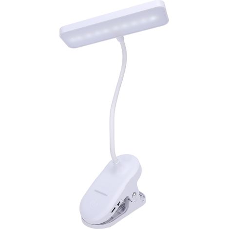 Lampe de bureau à pince avec 3 températures de couleur et intensité variable, rechargeable, lampe de lecture LED avec pince pour tête de lit (1/5)