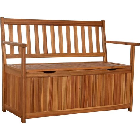 Banc extérieur acacia marron avec coffre ambiance terrasse jardin - marron bois naturel acacia (1/5)