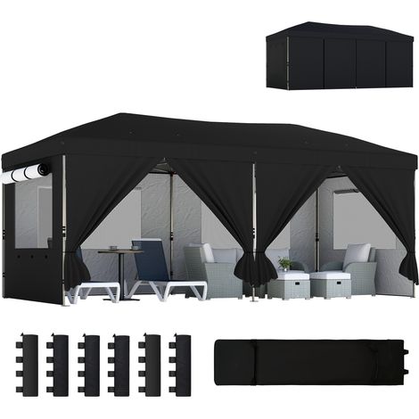 Outsunny 3 x 6 m Pop Up Gazebo, UPF50+ Wedding Party Tent Marquee, Black (1/5)