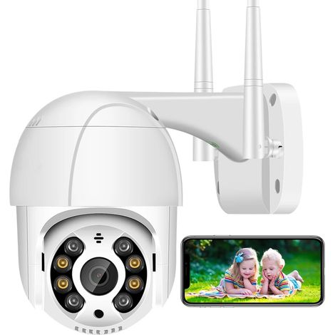Caméra IP PTZ 4MP 1080P sans Fil avec détection Humaine par IA, Zoom numérique 4X, Audio P2P, Wi-FI for l'extérieur(4MP NO SD Card) (1/5)
