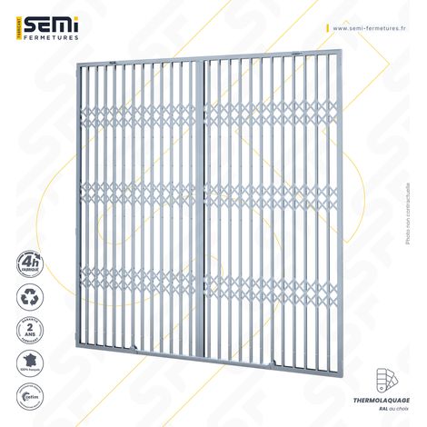 Semi Fermetures – Grille métallique extensible - Accordéon – Acier galvanisé – L4500 – H2800