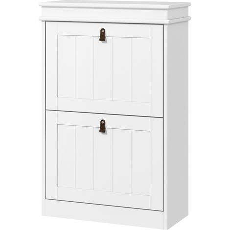 Rangement à chaussures étroit 2 portes battantes étagères ajustables 10 paires 54x24x82.5 cm